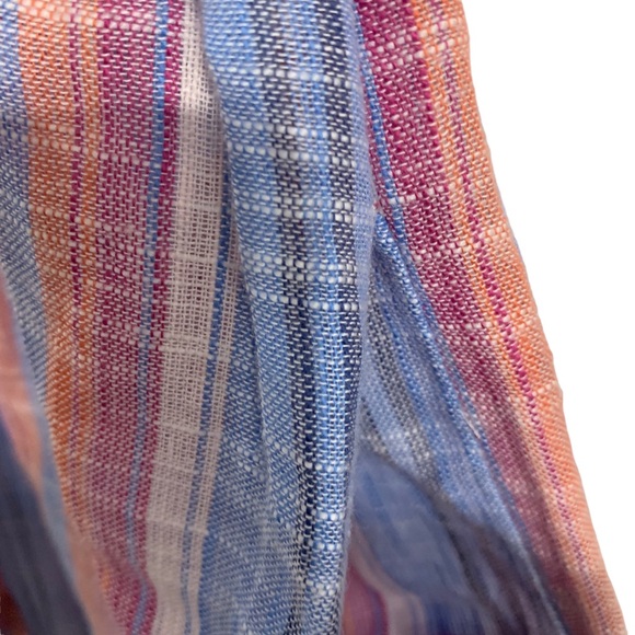 FREE PEOPLE SUMMER NIGHTS STRIPED COTTON TUNIC  MINI DRESS SHORT BELL-SLEEVE TOP - Picture 14 of 16